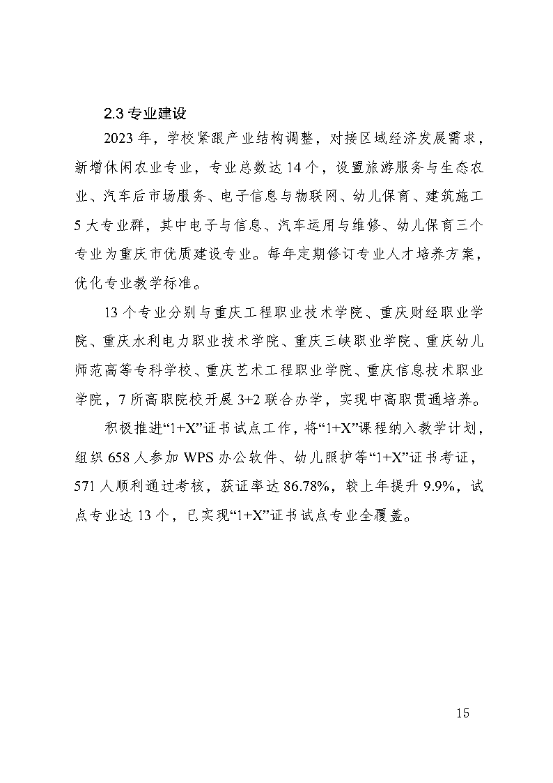 巫山职教中心2023年年度报告