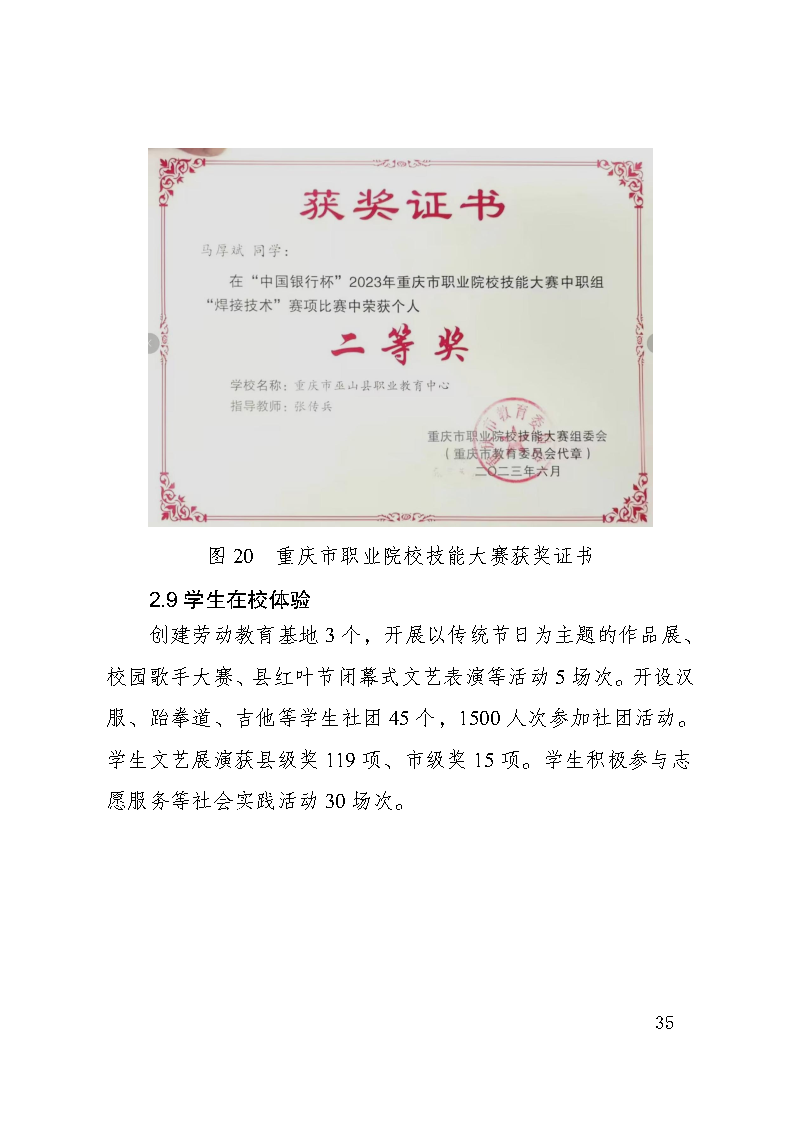 巫山职教中心2023年年度报告