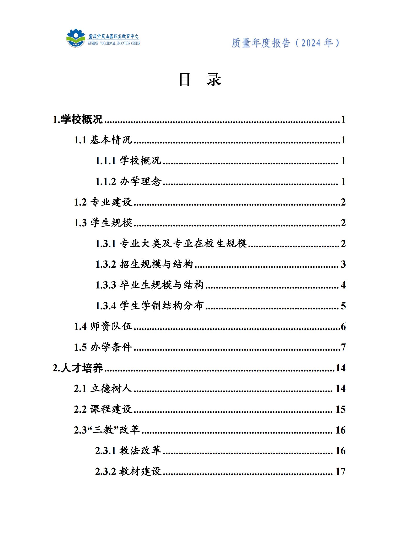 巫山职教中心2024年年度报告