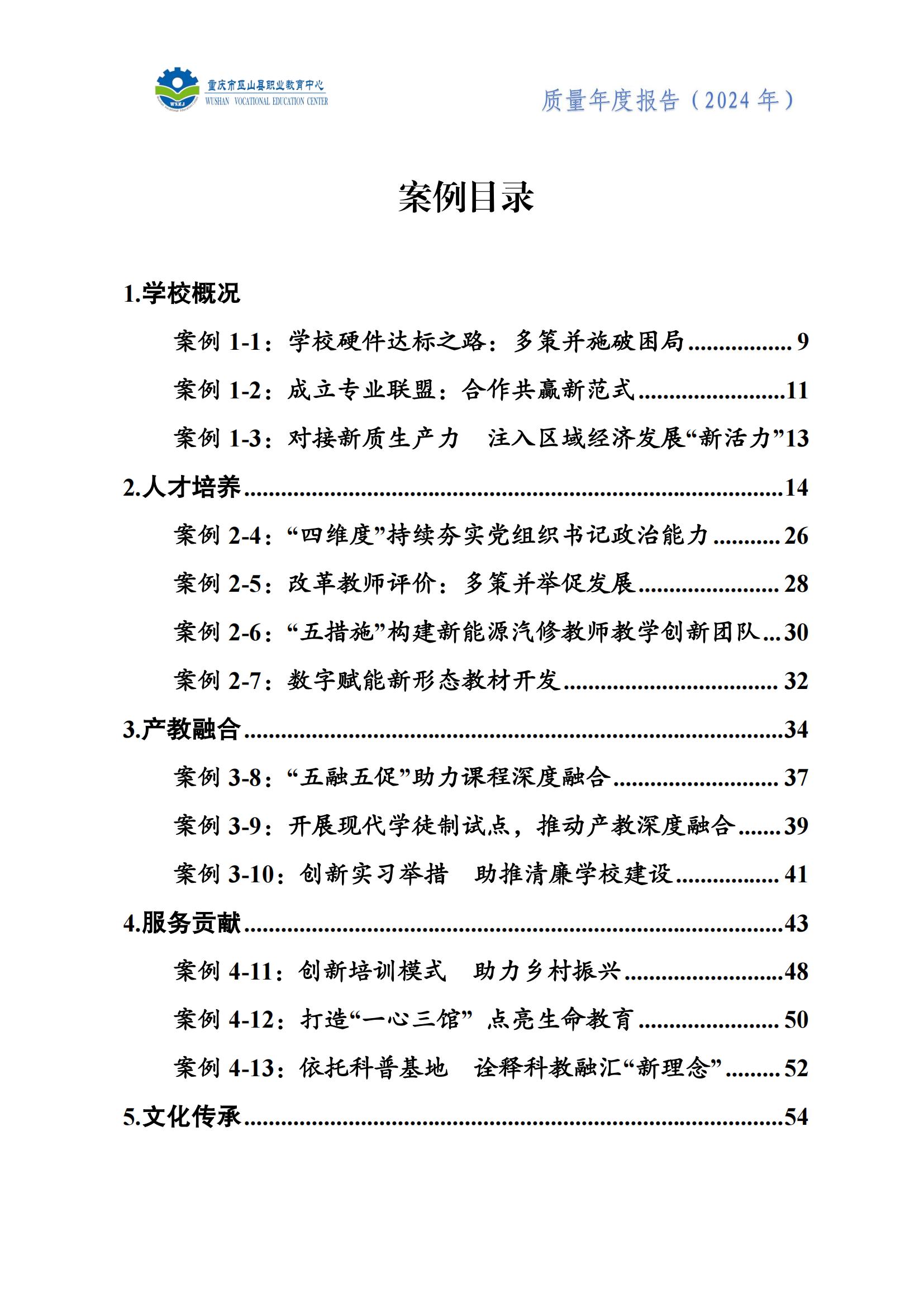 巫山职教中心2024年年度报告