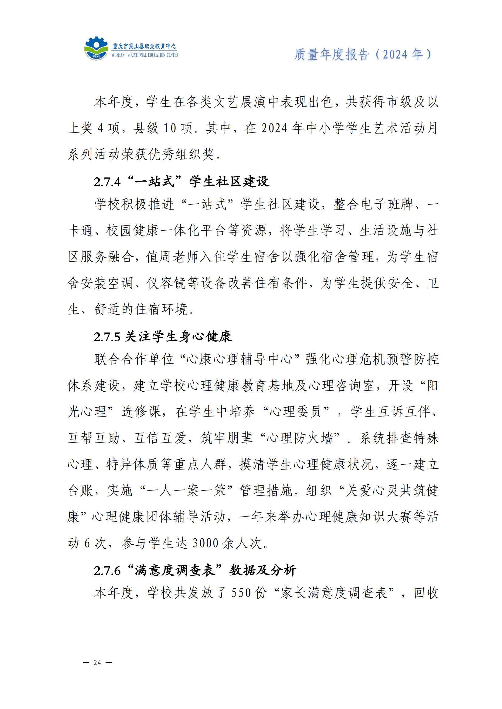 巫山职教中心2024年年度报告