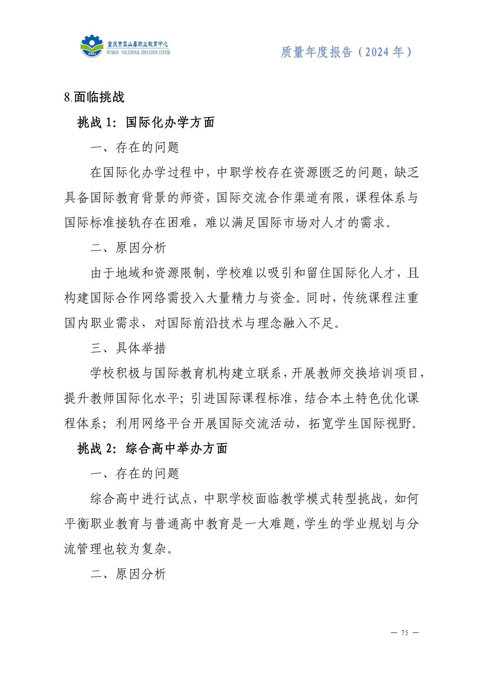 巫山职教中心2024年年度报告